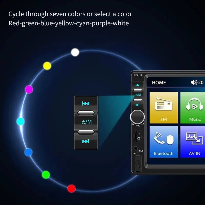 2Din Stereo 7Inch Wired Carplay Radio Touch Screen Automotive Multimedia Bluetooth USB TF FM Radio Autoradio MP5 Player