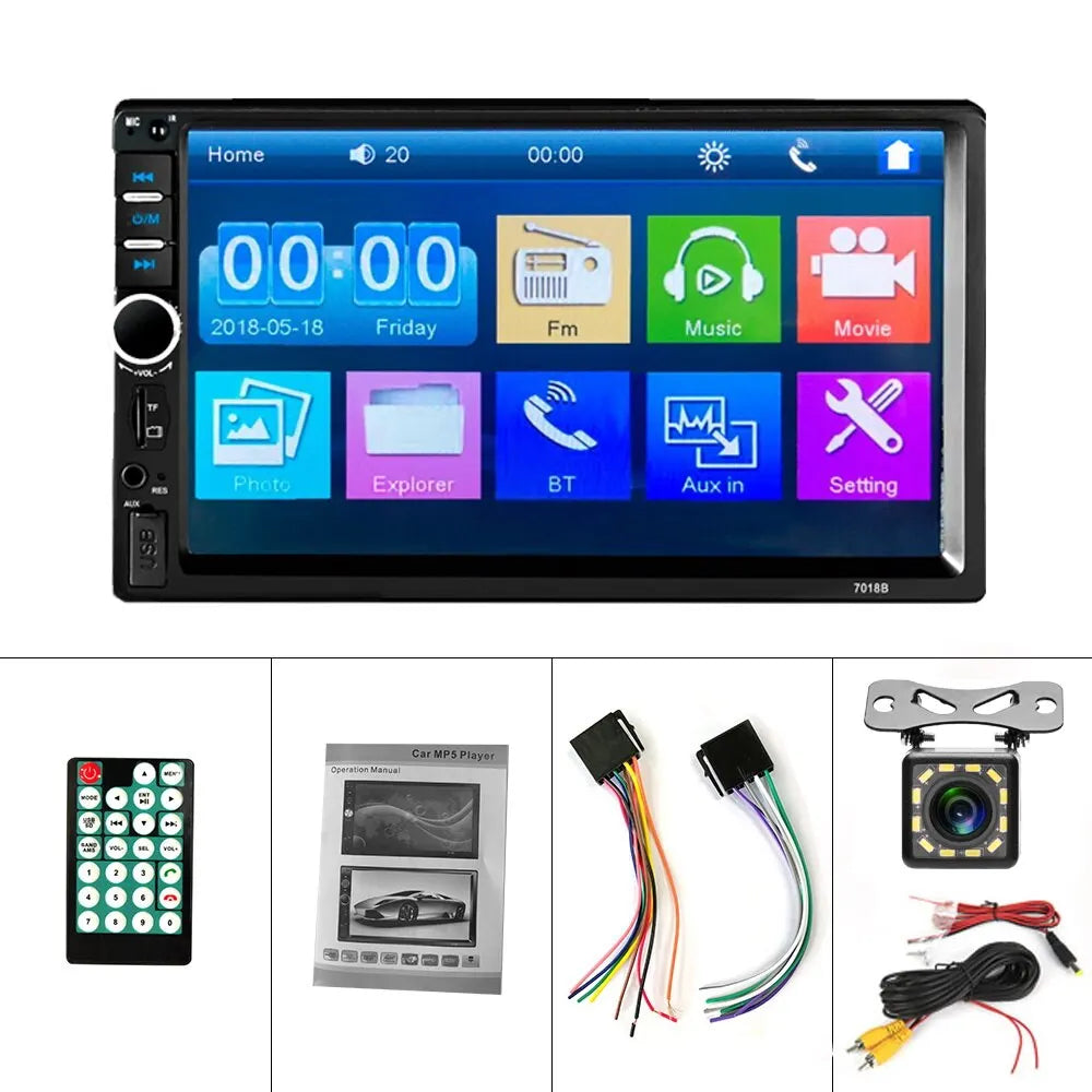 2Din Stereo 7Inch Wired Carplay Radio Touch Screen Automotive Multimedia Bluetooth USB TF FM Radio Autoradio MP5 Player