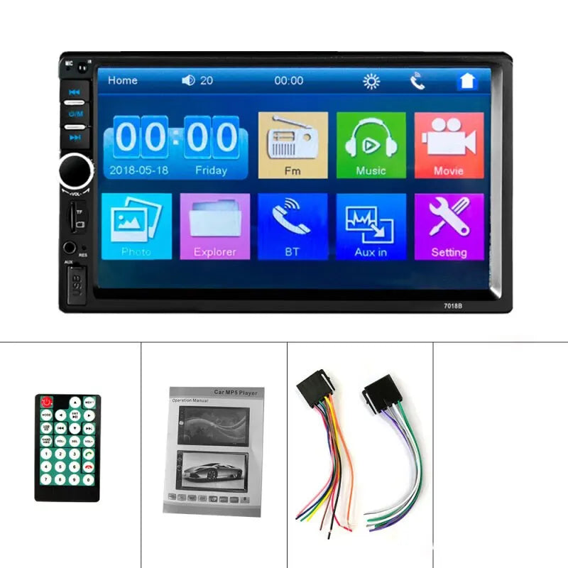 2Din Stereo 7Inch Wired Carplay Radio Touch Screen Automotive Multimedia Bluetooth USB TF FM Radio Autoradio MP5 Player