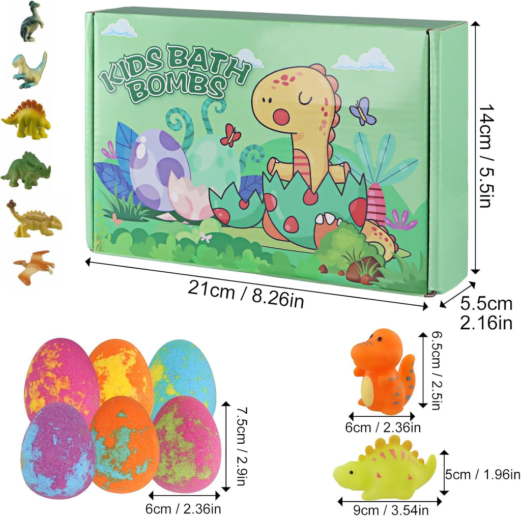8PCS Bombe De Bain Enfant Avec Surprise À L'Intérieur Dinosaure, Coffret De Bombes De Bain Aux Huiles Essentielles Naturel, Coffret Cadeau Bombe De Bain Enfant Cadeaux Pour Garçons Filles