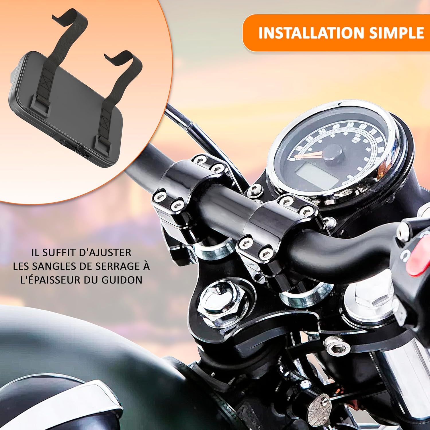 Support Telephone Moto Etanche Sacoche Telephone Moto Avec Visiere Valide Pour Les Smartphones Jusqu'A Un Ecran De 7,5" Valable Pour Les Guidons De Tous Types Porte Telephone Moto