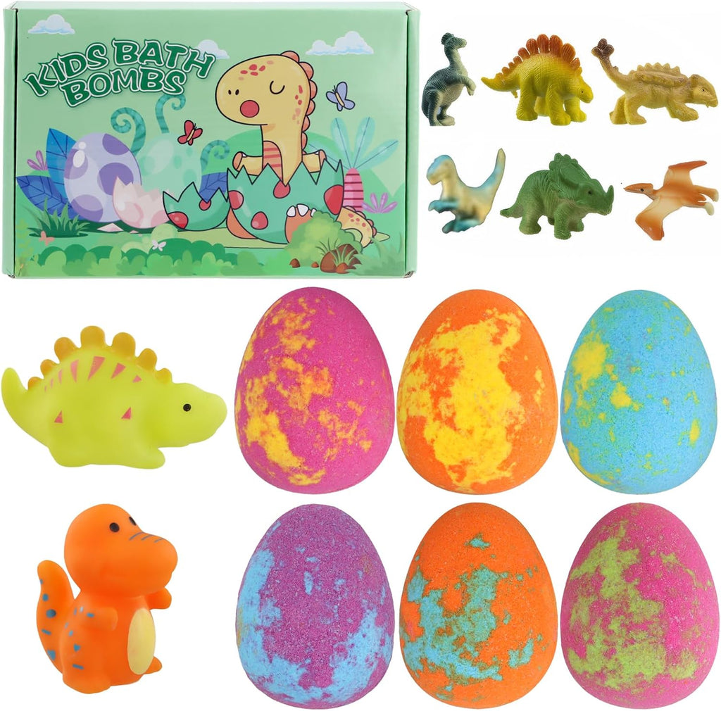 8PCS Bombe De Bain Enfant Avec Surprise À L'Intérieur Dinosaure, Coffret De Bombes De Bain Aux Huiles Essentielles Naturel, Coffret Cadeau Bombe De Bain Enfant Cadeaux Pour Garçons Filles