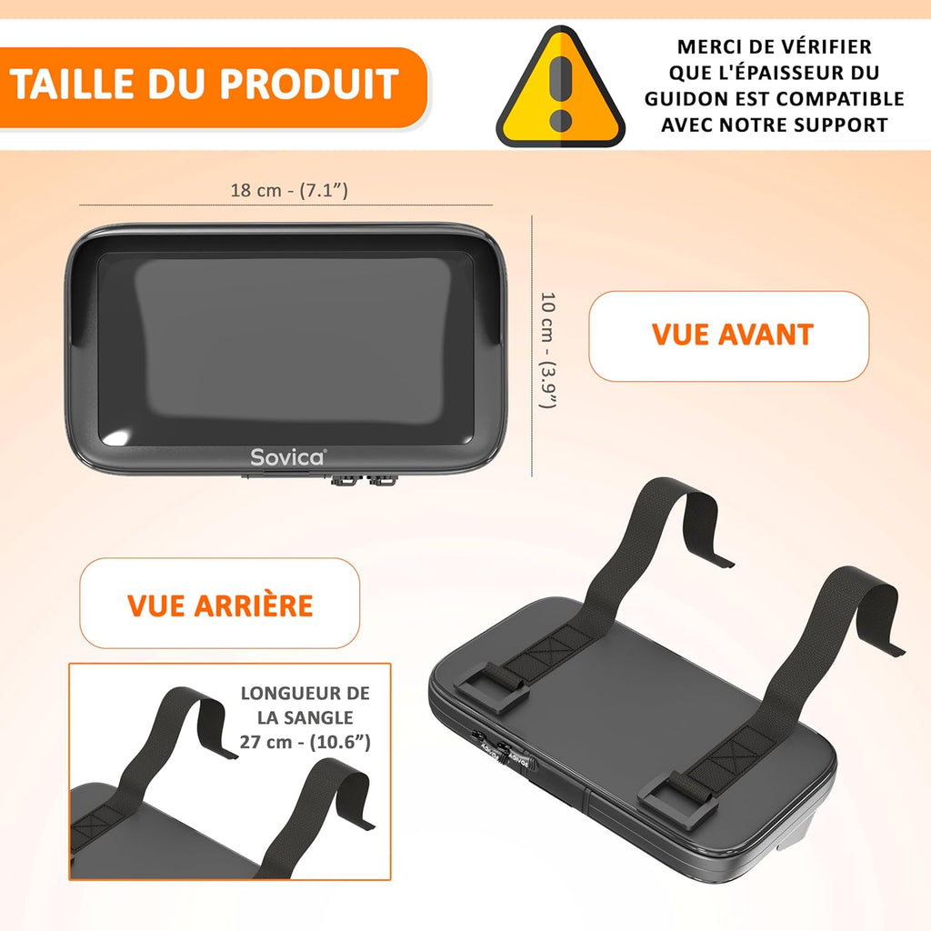 Support Telephone Moto Etanche Sacoche Telephone Moto Avec Visiere Valide Pour Les Smartphones Jusqu'A Un Ecran De 7,5" Valable Pour Les Guidons De Tous Types Porte Telephone Moto