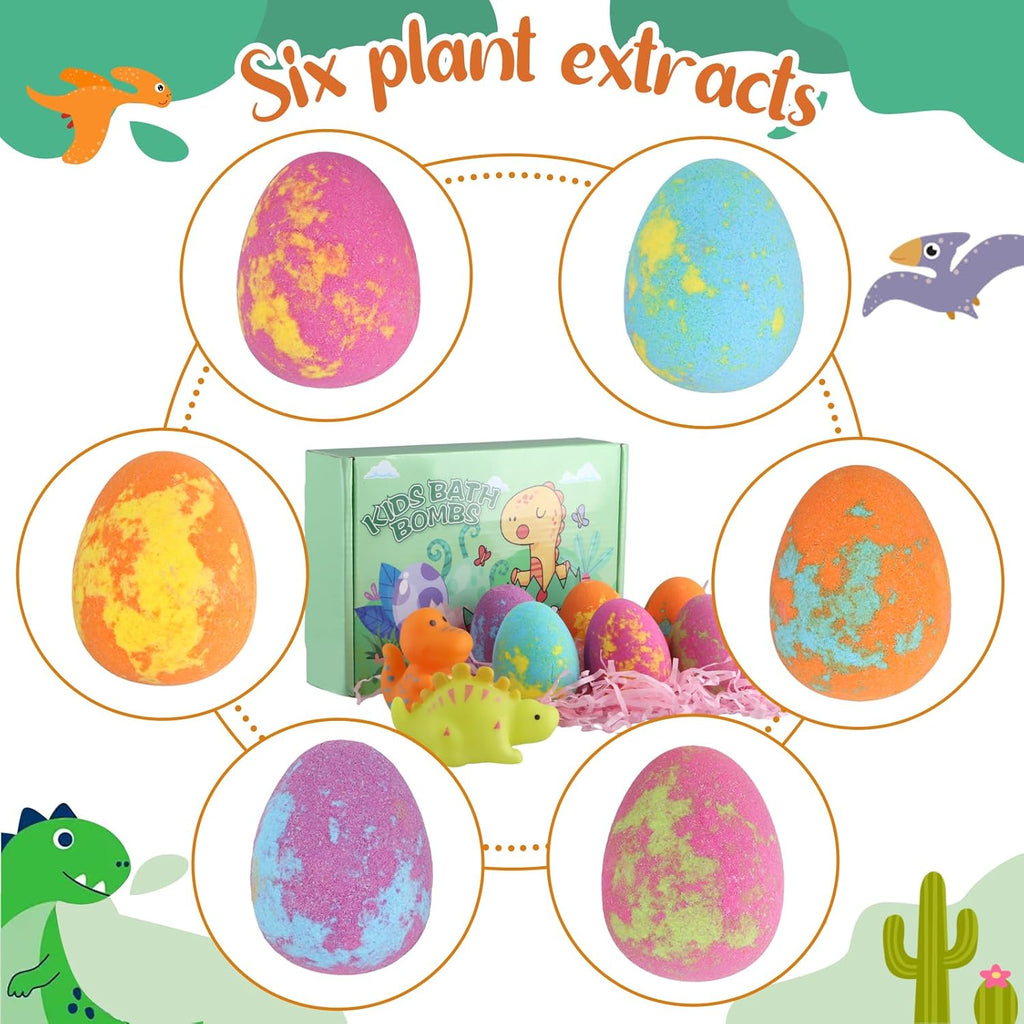 8PCS Bombe De Bain Enfant Avec Surprise À L'Intérieur Dinosaure, Coffret De Bombes De Bain Aux Huiles Essentielles Naturel, Coffret Cadeau Bombe De Bain Enfant Cadeaux Pour Garçons Filles