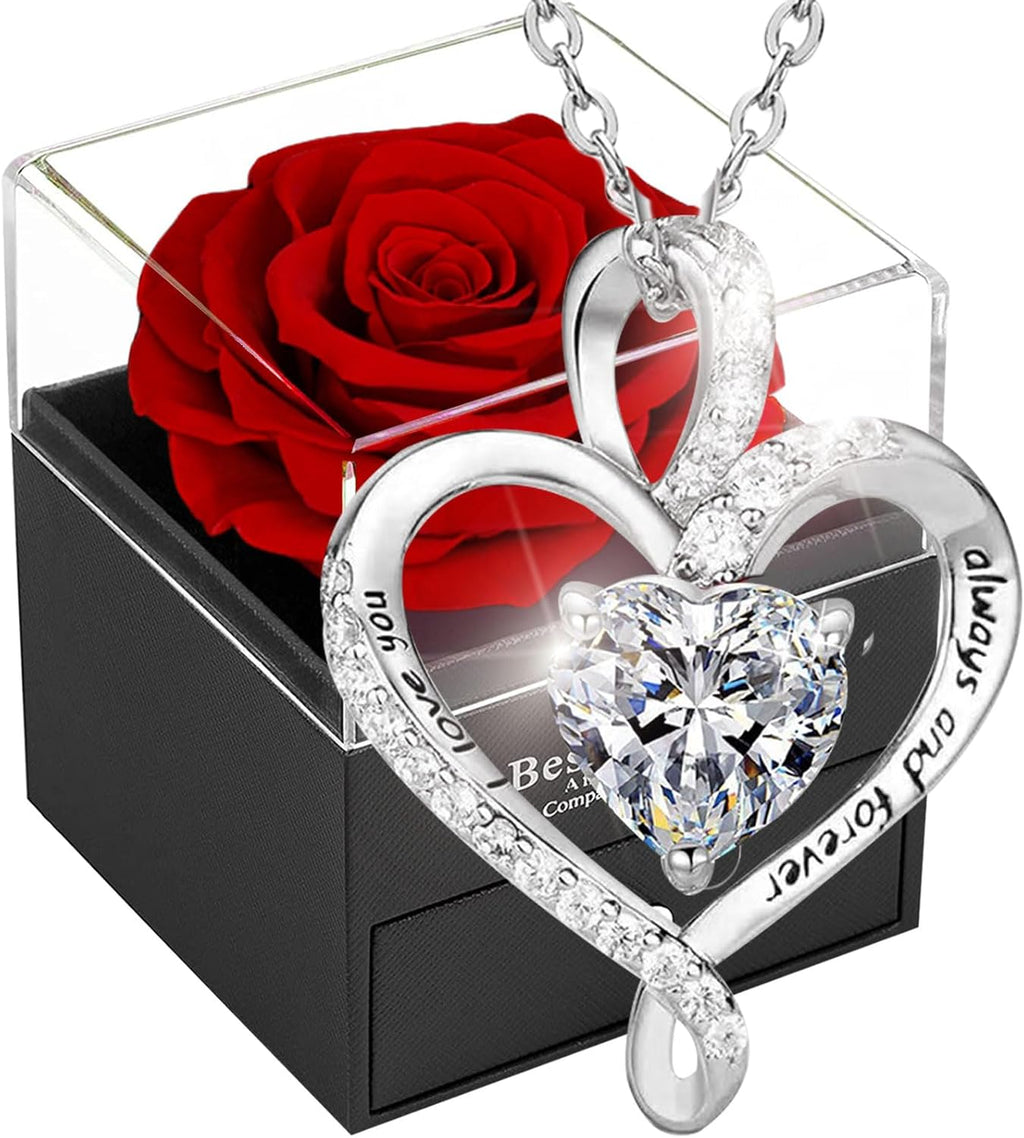Rose Eternelle Rouge,Femme Boîte De Roses,Fleur Conservée,Rose Stabilisée,Cadeau Pour Elle La Anniversaire Saint Valentin Noël Fête Des Mères Cadeaux Pour Sa Femme Maman Grand-Mère Copine
