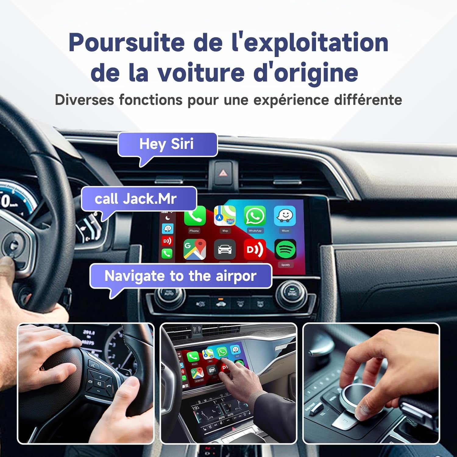 Mini SE Adaptateur Carplay Sans Fil,Convertissez Carplay Filaire En Carplay San Fil,5Ghz Wifi Auto-Connect,Prend En Charge Siri, Musique En Ligne,Navigation,Téléphone