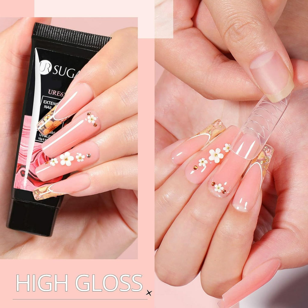 Poly Extension Gel Kit Complet Avec Lampe U V 36W, 6 Couleurs 15Ml Ongle Gel Kit Construction Ongle Tube Lot Ongle Gel Kit Complet Manicure Kit Avec Base Et Top Coat +48 Faux Ongles