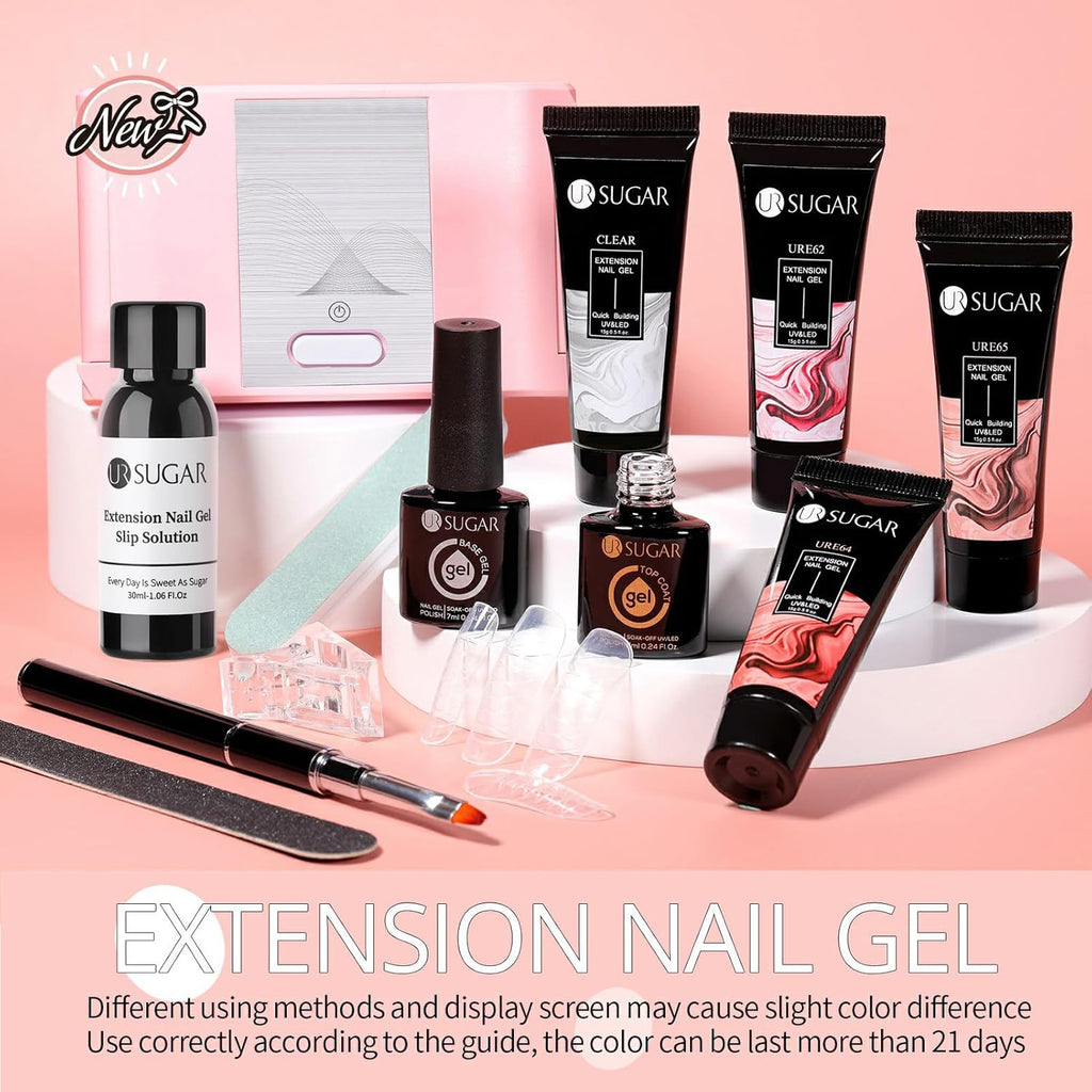Poly Extension Gel Kit Complet Avec Lampe U V 36W, 6 Couleurs 15Ml Ongle Gel Kit Construction Ongle Tube Lot Ongle Gel Kit Complet Manicure Kit Avec Base Et Top Coat +48 Faux Ongles