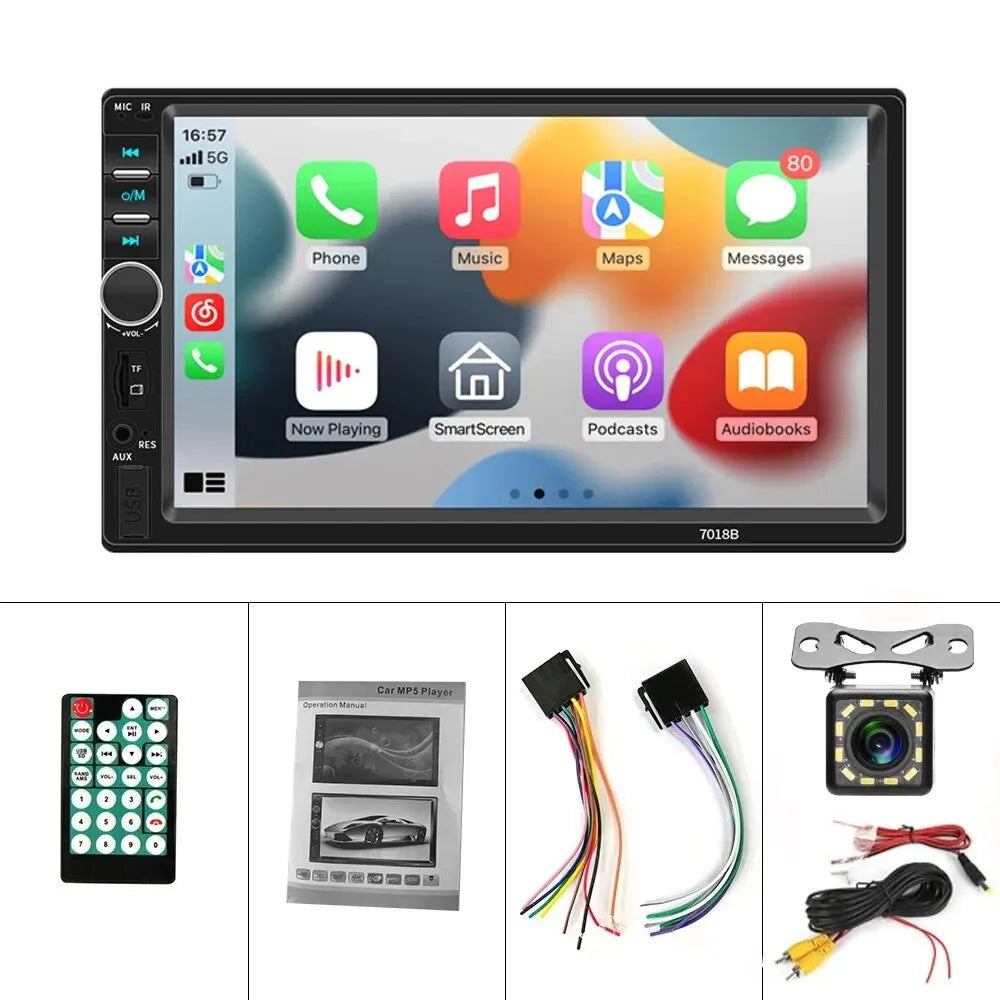2Din Stereo 7Inch Wired Carplay Radio Touch Screen Automotive Multimedia Bluetooth USB TF FM Radio Autoradio MP5 Player