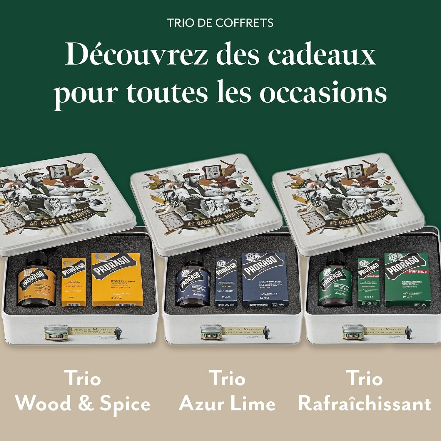 Coffret Soin Barbe Rafraîchissant (3 Produits) - Coffret Cadeau Pour Le Soin De La Barbe Avec Nettoyant À Barbe, Huile À Barbe Et Baume À Barbe - Fabriqué En Italie