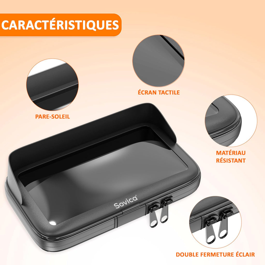 Support Telephone Moto Etanche Sacoche Telephone Moto Avec Visiere Valide Pour Les Smartphones Jusqu'A Un Ecran De 7,5" Valable Pour Les Guidons De Tous Types Porte Telephone Moto