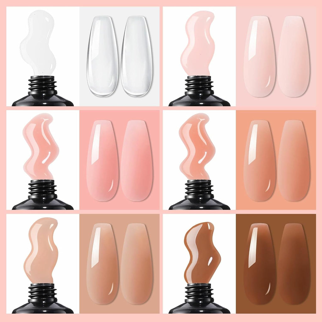 Poly Extension Gel Kit Complet Avec Lampe U V 36W, 6 Couleurs 15Ml Ongle Gel Kit Construction Ongle Tube Lot Ongle Gel Kit Complet Manicure Kit Avec Base Et Top Coat +48 Faux Ongles